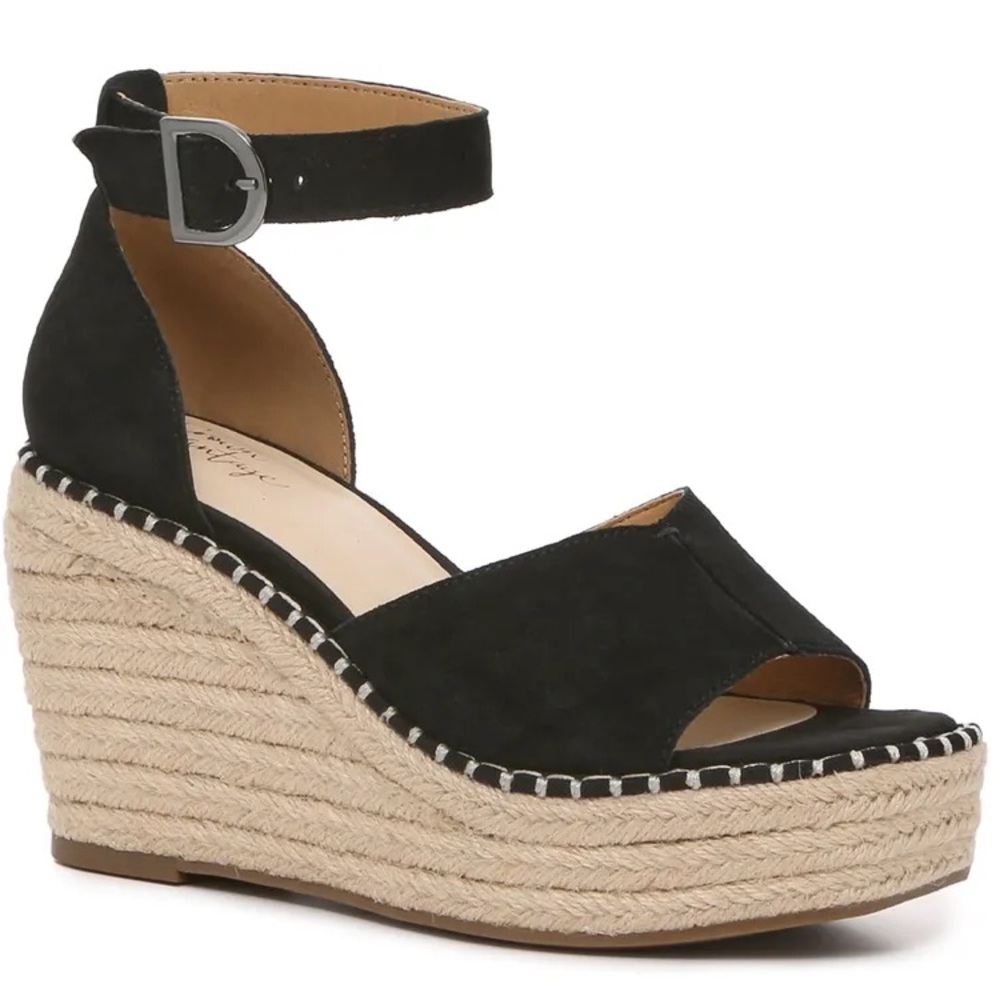 🌴🌺🌴 “Crown Vintage” Espadrille black suede Wedge Sandal size 8 🌴🌺🌴